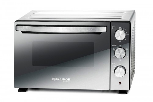 Мини печь Rommelsbacher BGS 1500 Мини-печь с объёмом камеры 30 литров/Подходят формы диаметром до 28 см/Передняя часть печи с эффектом зеркала/Таймер на 120 минут