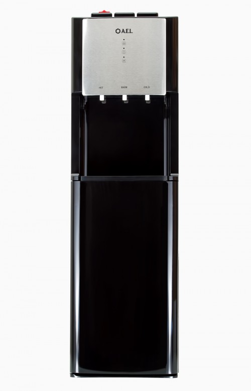 Кулер для воды LD-AEL-811A Black нижняя загрузка бутыли с электронным охлаждением черного цвета с металлической вставкой. Три краника-клавиши (горячая/прохладная/холодная)