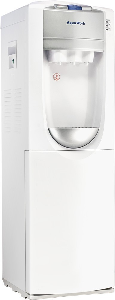 Кулер для воды Aqua Work 712-S-W белый Отличный кулер с компрессорным охлаждением имеет 3 крана подачи воды, дверца на шкафчике перевешивается.
