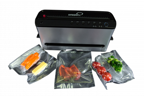 Вакууматор профессиональный Dream Pro - вакуумный упаковщик VDP-02 Промышленный вакууматор Dream Pro - это простой и универсальный аппарат. Его можно использовать и как домашний кухонный прибор, и как вакуумный упаковщик для производства. Это вакууматор для грибов, любых фруктов и овощей, ягод, мяса, рыбы, а также жидких продуктов.