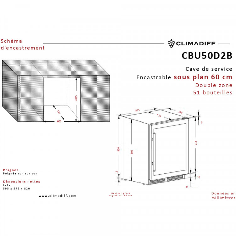 Холодильник винный Climadiff CBU50D2B