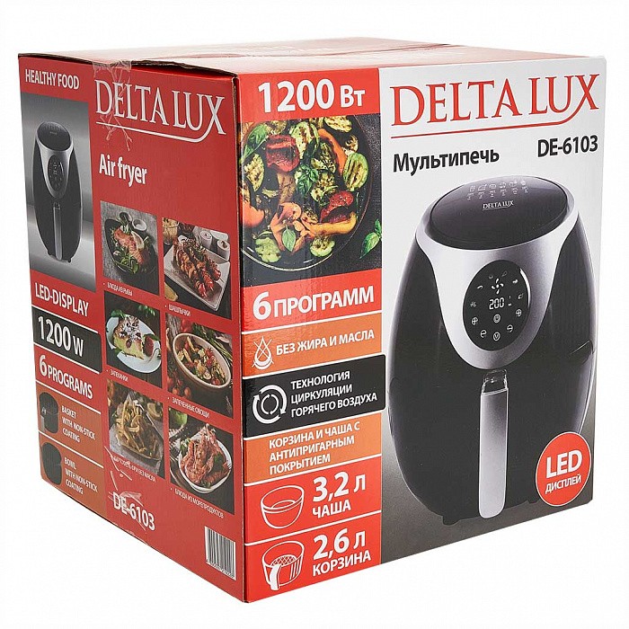 Аэрофритюрница DELTA LUX DE-6103 черная
