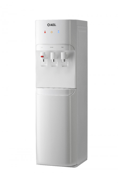 Кулер для воды LD-AEL-808a full white нажим кружкой/электронное охлаждение/нижняя загрузка/звуковой сингал