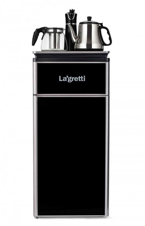Кулер Lagretti Тиабар LK-51a Venice bk/s Тиабар для воды Lagretti LK-51а Venice black/silver с нижней загрузкой бутыли и чайным столиком, без охлаждения