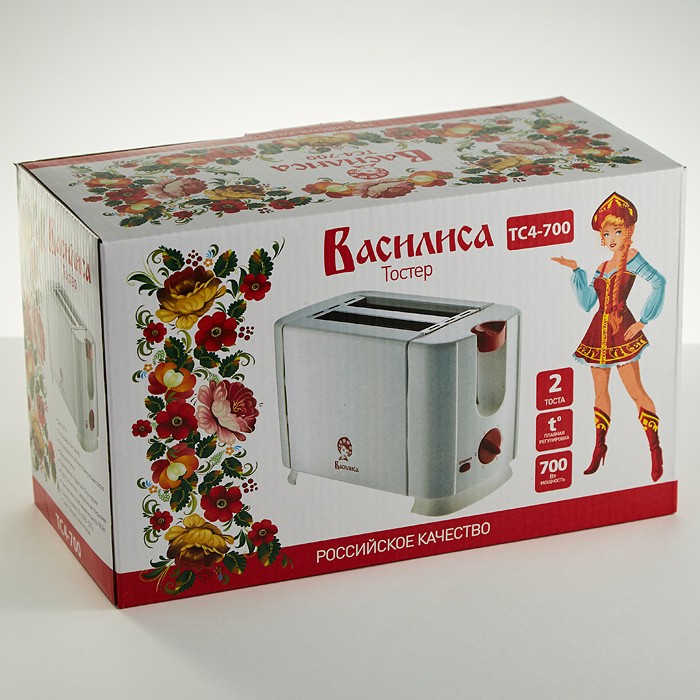 Тостер ВАСИЛИСА TC4-700 белый с малиновым