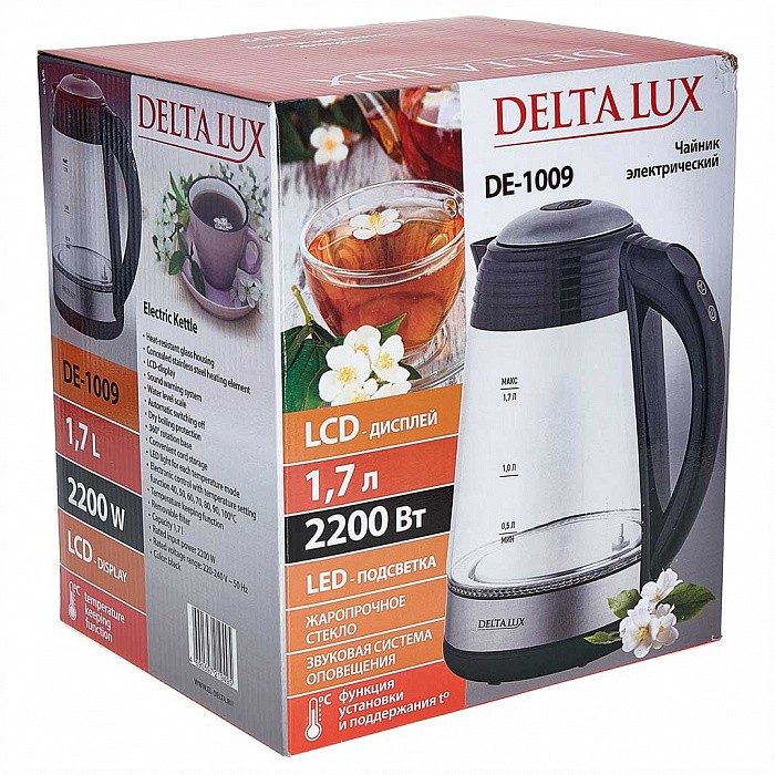 Чайник электрический DELTA LUX DE-1009 черный