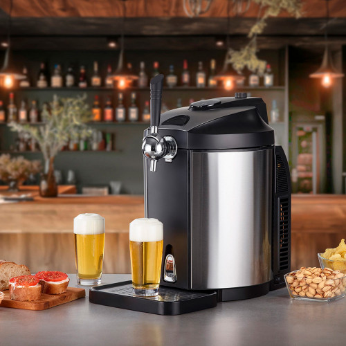 Диспенсер для пива CASO BeerMaster Для кег 5 литров/Охлаждение 4 — 12 °C/Высококачественный пивной диспенсер для свежего, прохладного разливного пива
Система охлаждения сохраняет пиво до 10 дней
9 настроек температуры (от 4 до 12 °C)