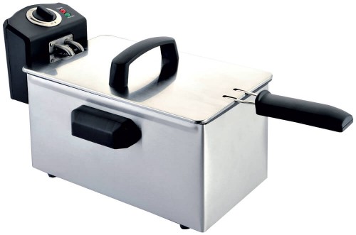 Фритюрница GEMLUX GL-DF4M электрическая, настольная, 1 съемный эмалированный котел емкостью 4 л с крышкой, 1 фритюрная корзина из хромированной проволоки, материал корпуса - нерж.сталь/пластмасса