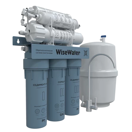 WiseWater Osmos BioEnergy система под мойку 7 ступеней очистки, 2х рожковый кран, накопительный бак 12л. произ-ть: л/сутки 280