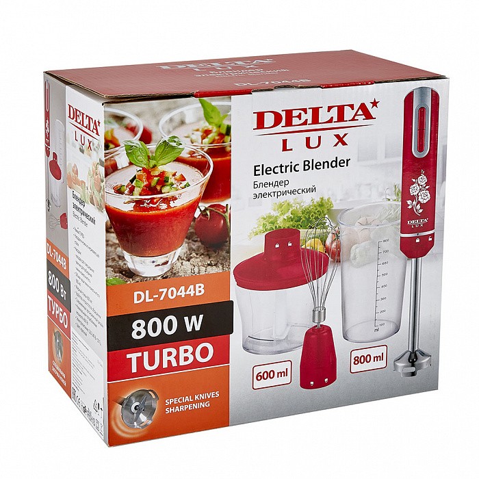 Блендер погружной DELTA LUX DL-7044B красный