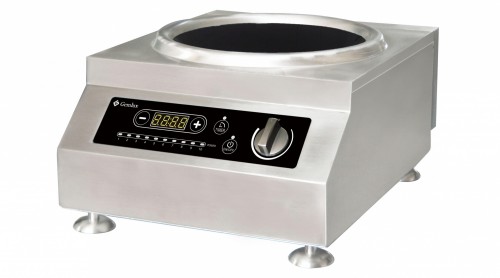 Плита GEMLUX GL-IC5100WPRO электрическая, настольная, индукционная, 1 зона нагрева (вок), сенсорное и механическое управление с ЖК-дисплеем, 10 уровней мощности, электронный таймер 0-24 ч, нерж.сталь