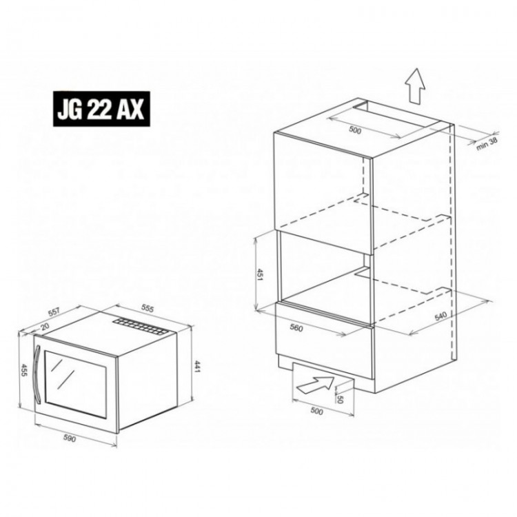 Встраиваемый винный шкаф IP INDUSTRIE JG 22-6 AX